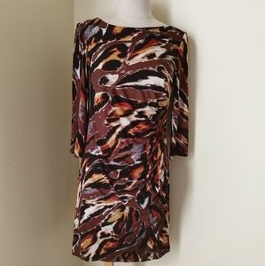 ABS Silver Label Stretch midi dress‎ size M brown, black